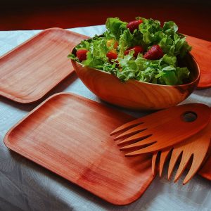 Pack 6 Platos Madera Rectangulares Asado 20X30 Cm Milenaria Alerce