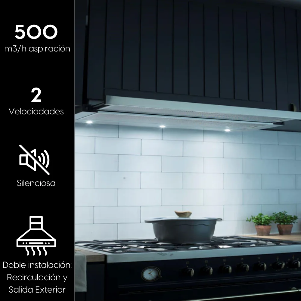 Campana Bajo Mueble Urban 90 cm 500 m3/h FDV - Imagen 2