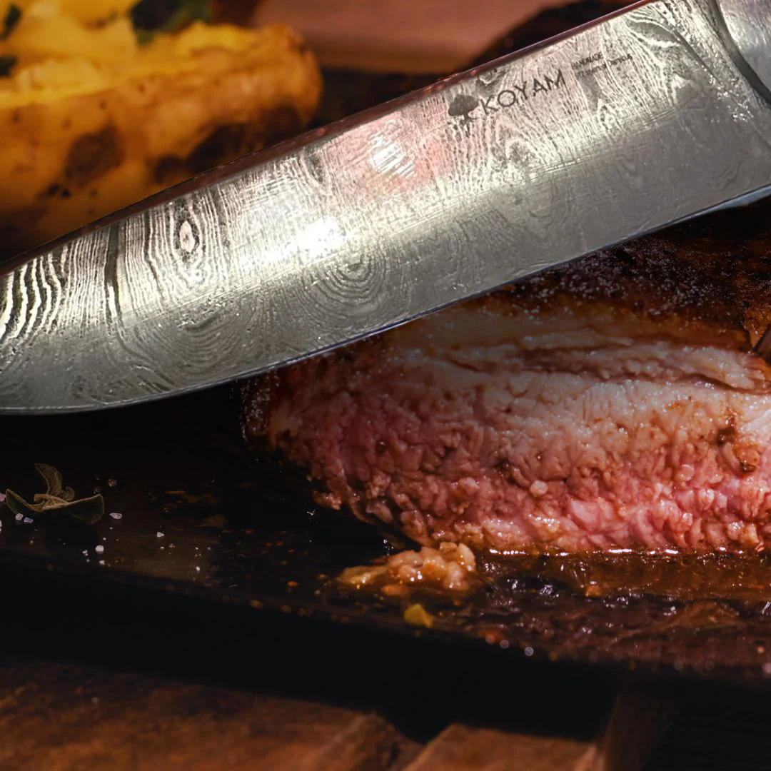 Cuchillo Chef Acero Damasco 512 Capas 20 Cms Azul Koyam - Imagen 4