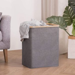 Canasto Lavandería Plegable Borde Bambu Santú Home & Deco