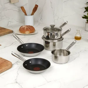 Bateria De Cocina Acero Inoxidable Elementary 7 PCS Tefal
