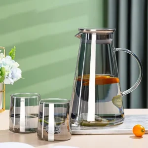 Kit Tetera De Vidrio Con 6 Vasos Liso Santú Home & Deco