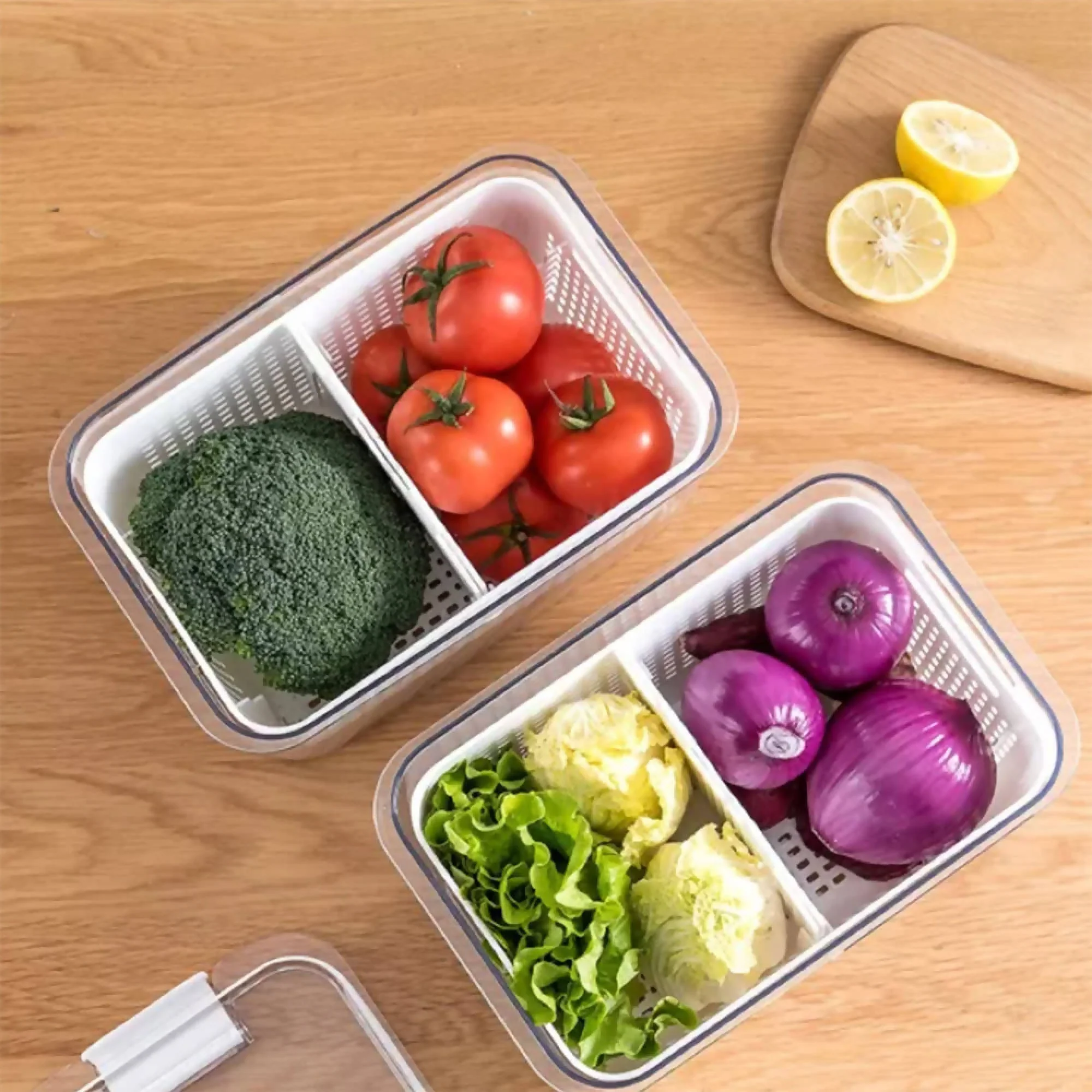 Caja Organizadora Refrigerador con Cesta Mediana Simplit