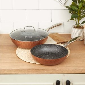 Set 2 Sartenes Cobre Antiadherente 28 cm Tapa + 24 cm Simplit