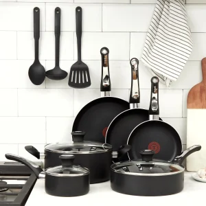 Batería de Cocina Antiadherente Platinum Negro 12 PCS Tefal