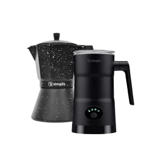 Pack Cafetera Italiana 4 Tz + Espumador 4 En 1 Simplit