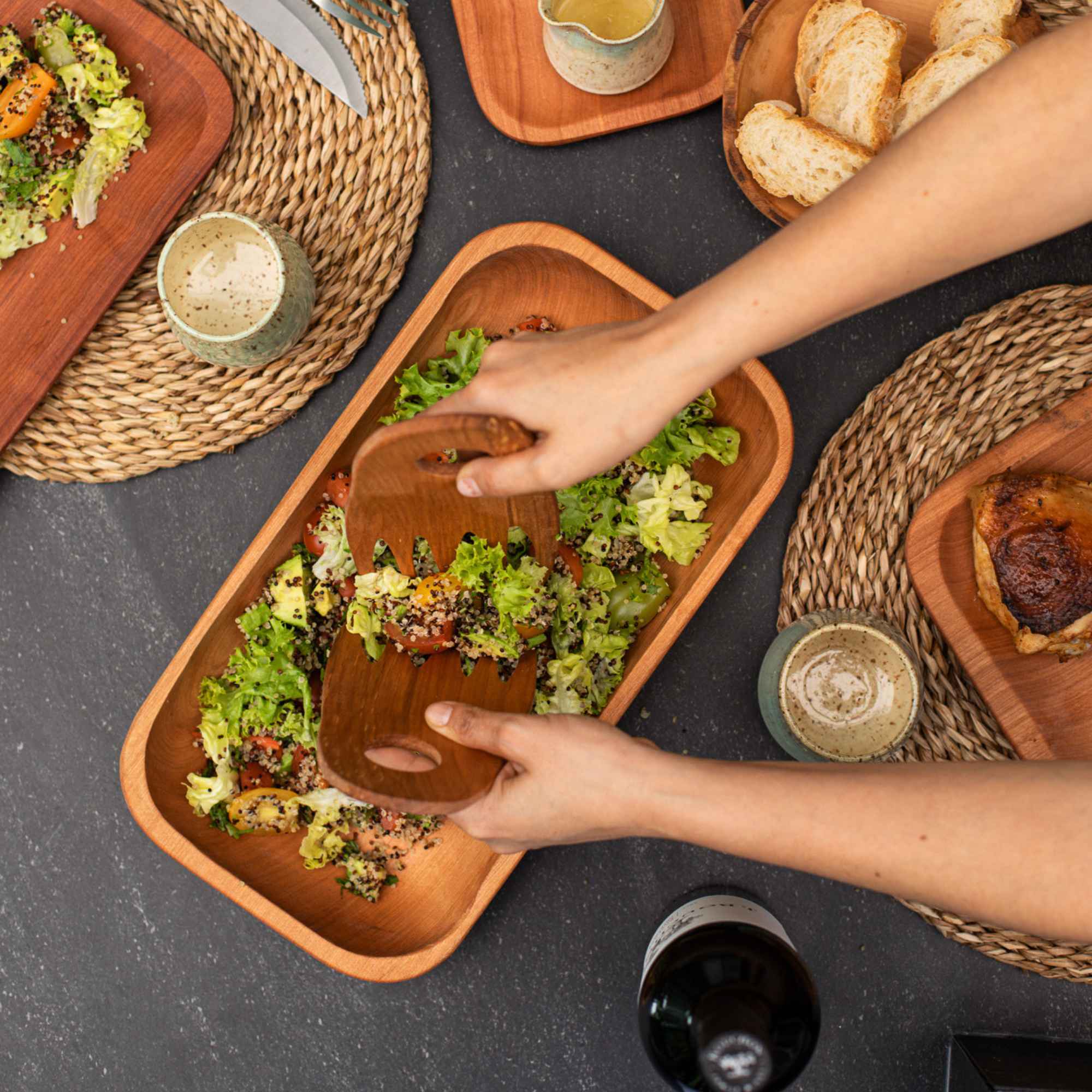 Fuente Rectangular Rauli M 47X20X5 Cm Milenaria Alerce - Imagen 4