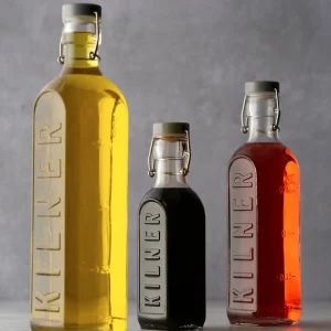 Set 2 Botellas Tapa Gris con Cierre Clip 1 Lt Kilner