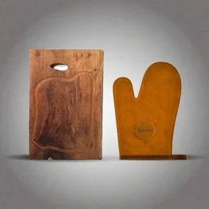 Kit Tabla Madera Rústica 60 cm + Guante Cuero Raiquen
