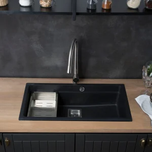 Lavaplatos Sobre Cubierta Deluxe Granito Negro FDV