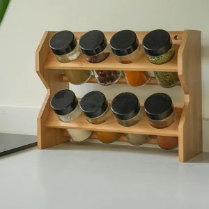 Especiero Condimentos de Madera 8 Frascos Vidrio Simplit