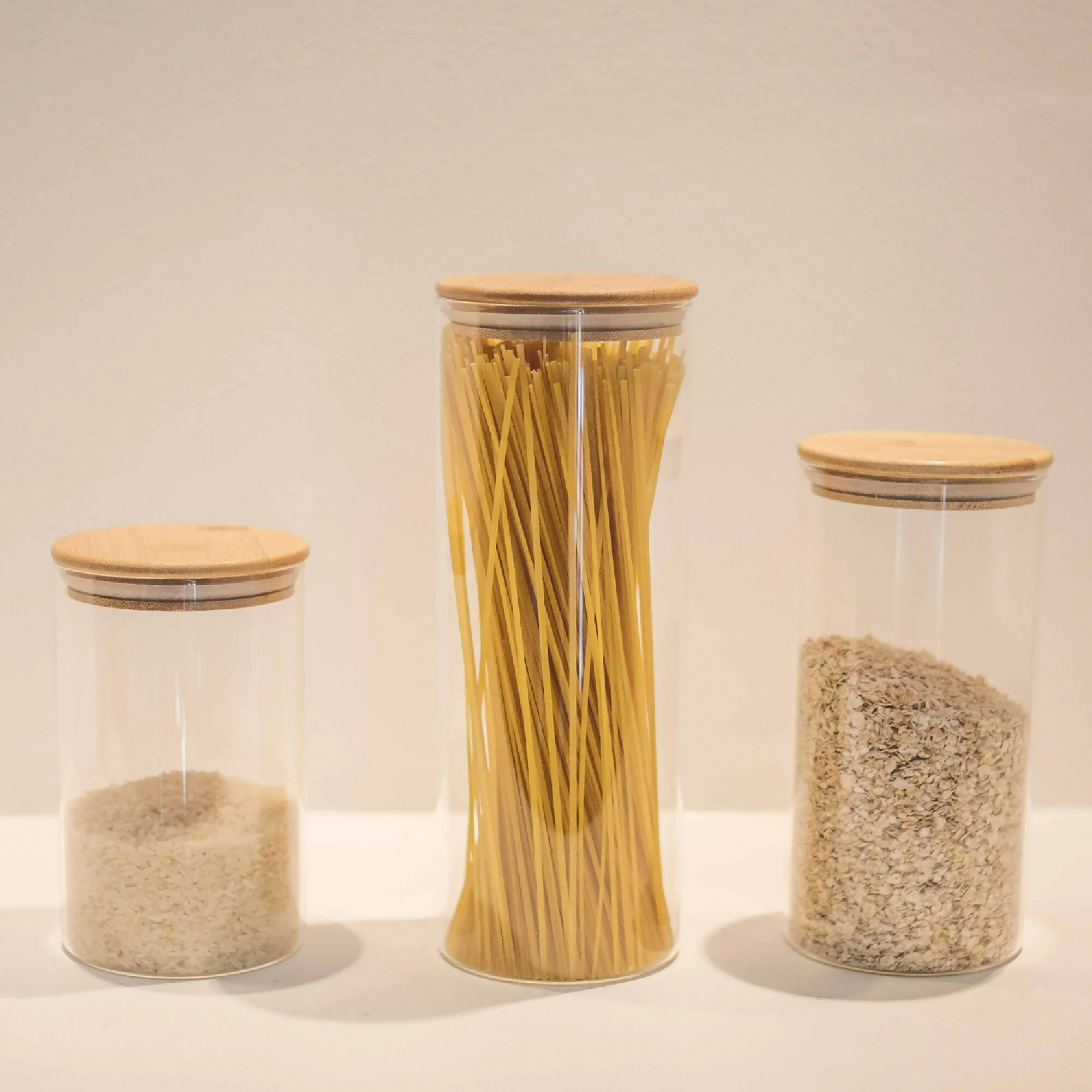 Set 3 Frascos Tapa Bambú Decoexpress