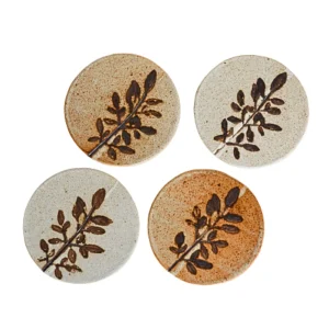 Pack 4 Posavasos Cerámica Gres Ramas