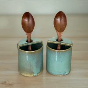 Porta Especiero Sal Con Cuchara Cerámica Pilar Claro