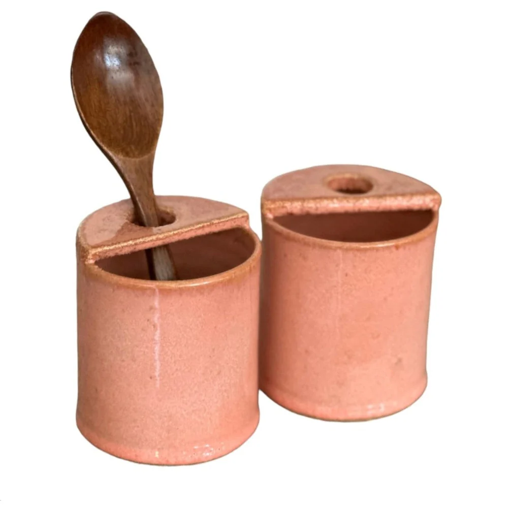 Porta Especiero Sal Con Cuchara Cerámica Pilar Claro - Imagen 9