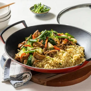 Wok Con Tapa De Vidrio 32 Cm Cereza Le Creuset
