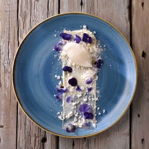 Plato Stonecast Cornflower Azul 28 Cms Churchill