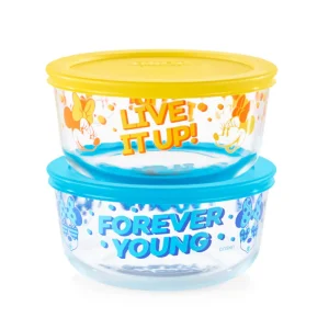 Set 2 Contenedores De Vidrio Con Tapa Disney Minnie Pyrex