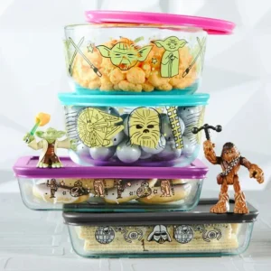 Set De 4 Fuentes Redondas Con Tapa Star Wars Pyrex