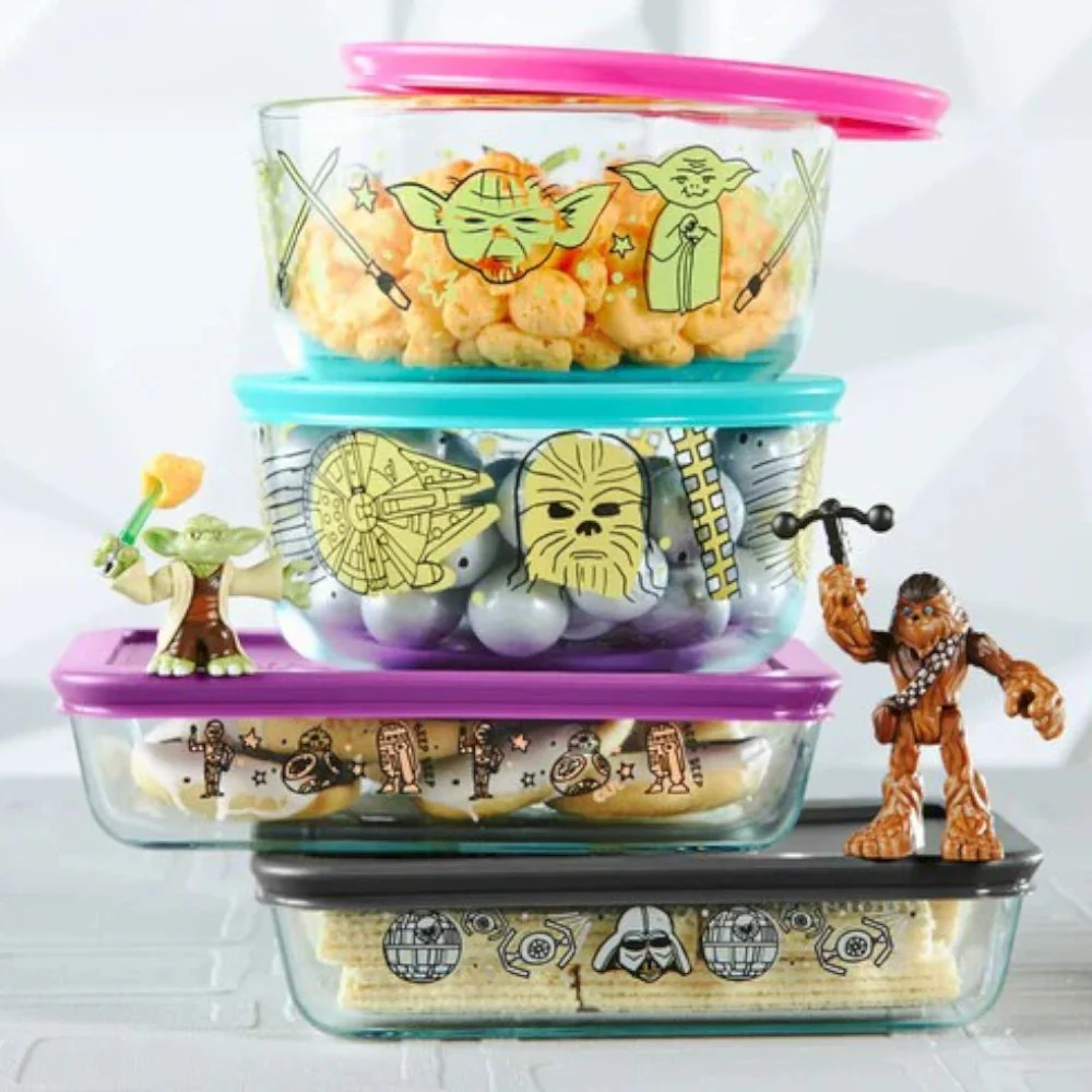 Set De 4 Fuentes Redondas Con Tapa Star Wars Pyrex