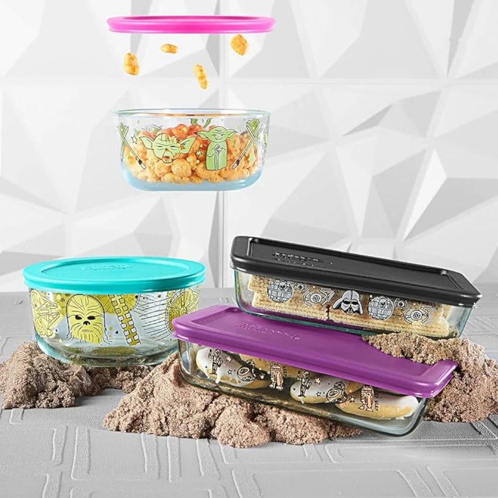 Set De 4 Fuentes Redondas Con Tapa Star Wars Pyrex - Imagen 2