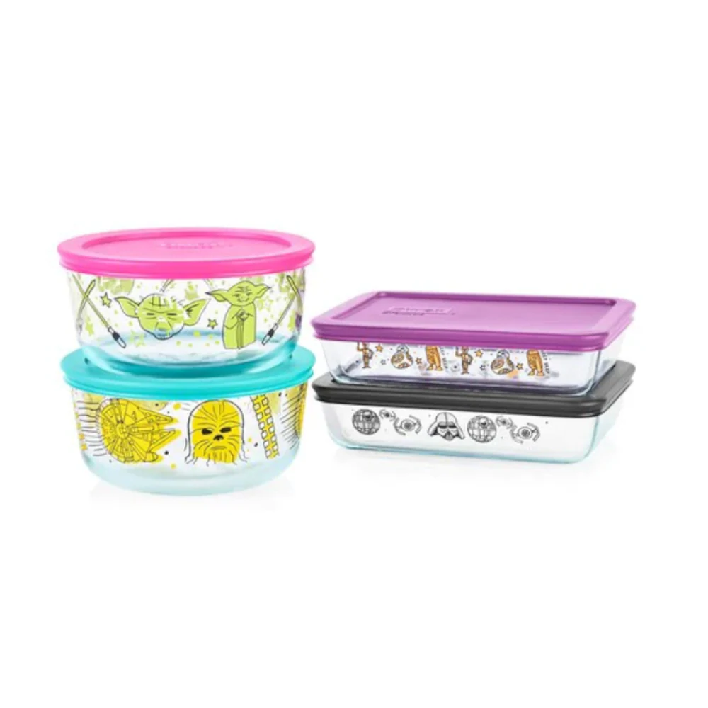 Set De 4 Fuentes Redondas Con Tapa Star Wars Pyrex - Imagen 3