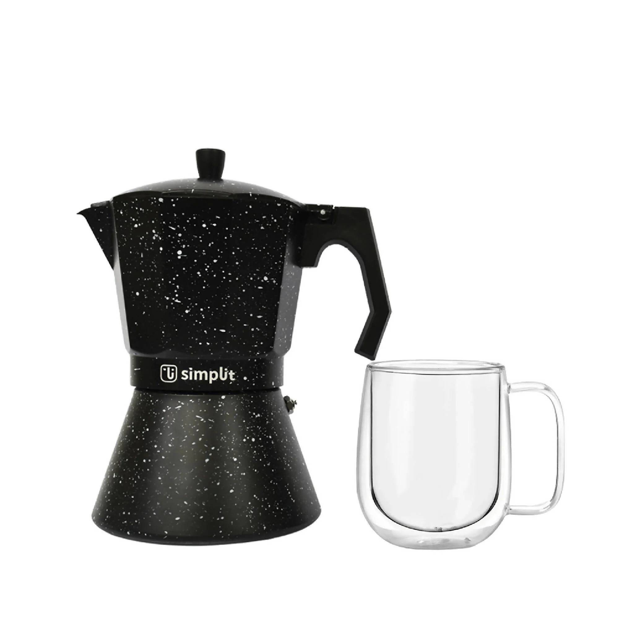 Pack Cafetera Italiana 4 Tazas + Taza Doble Pared Simplit