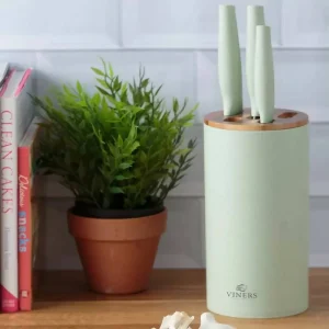 Set De 5 Cuchillos Con Taco Organic Menta Bloque Viners