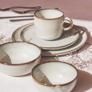 Juego Loza Beige Borde Vintage 30 Pzs Decoexpress