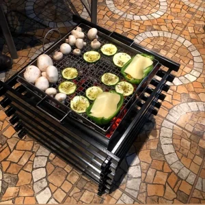 Brasero Fogón De Fierro Cuadrado Con Parrilla Kas Chile