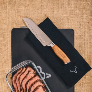 Cuchillo Acero Inoxidable Santoku Con Mango De Madera
