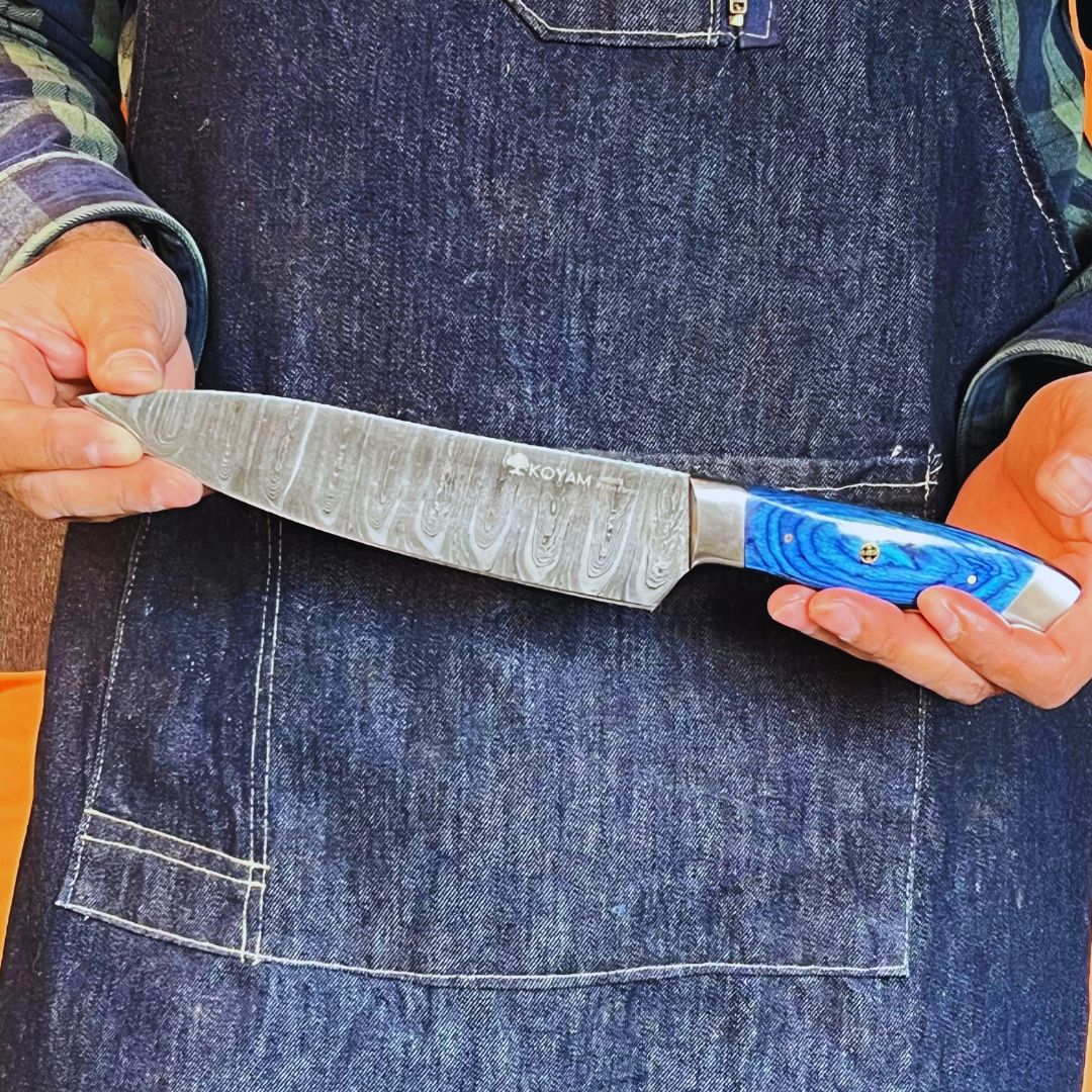 Cuchillo Chef Acero Damasco 512 Capas 20 Cms Azul Koyam - Imagen 6
