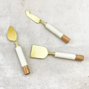 Cuchillos de Mármol y Madera Para Quesos