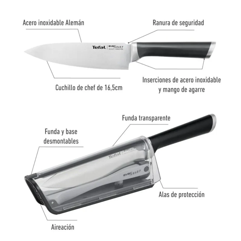 Cuchillo Eversharp Con Afilador Tefal - Imagen 6