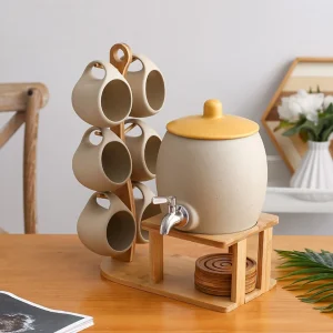 Juego de Té Nórdico Jarra y 6 Tazas con Soporte Santú Home & Deco