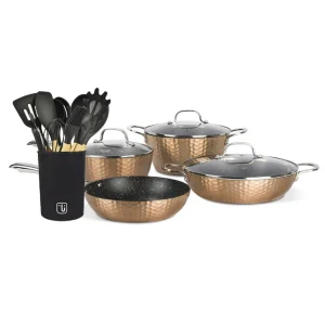 Kit Batería Cocina 7 Pzs + Set 12 Utensilios Simplit