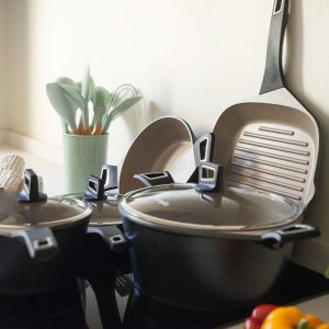 Kit Batería Cocina 8 Pza + Set 12 Utensilios Simplit