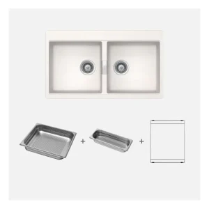 KIT Lavaplatos Horizont N-200 Polaris + Bowl Grande + Bowl Pequeño + Grilla Acero Inoxidable Schock