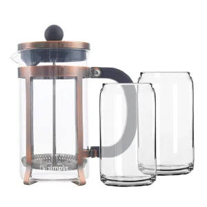 Pack Cafetera Francesa 600 Ml + 2 Vasos 550 Ml Simplit