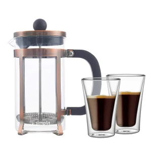Pack Cafetera Francesa 600 Ml + Set 2 Vasos 400 Ml Simplit