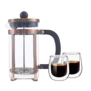 Pack Cafetera Francesa 600 Ml + 2 Tazas 80 Ml Simplit