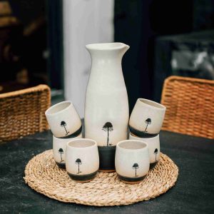 Set 6 Vasos Pisco Sour + Jarro Araucaria Milenaria Alerce