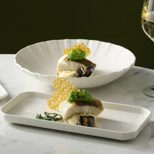 Plato Rectangular Blanco Con Borde 30 Cms Churchill