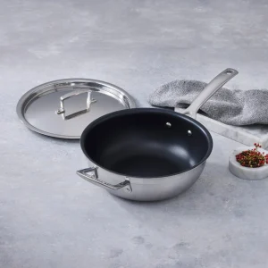 Sartén Chef Acero Inoxidable Classic Antiadherente Con Tapa 24 Cm Le Creuset