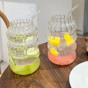 Set 2 Vasos Vidrio Relieve Bombilla 800 ml Santú Home & Deco