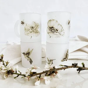 Set 4 Tazones Vidrio Empavonado Anita Peñaloza