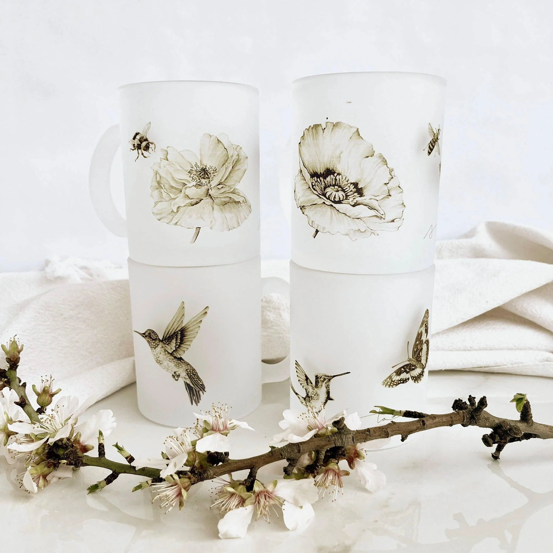 Set 4 Tazones Vidrio Empavonado Anita Peñaloza