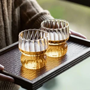 Set 4 Vasos Vidrio Anchos Lineas 250ml Santú Home & Deco