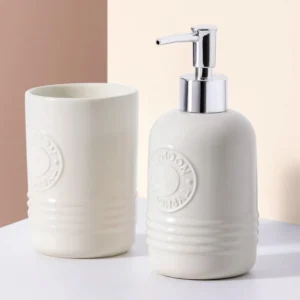 Set Dispensador Jabón Y Vaso Living Cream Typhoon