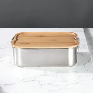 Tupper de Acero Inoxidable Tapa Madera 800 ml Simplit